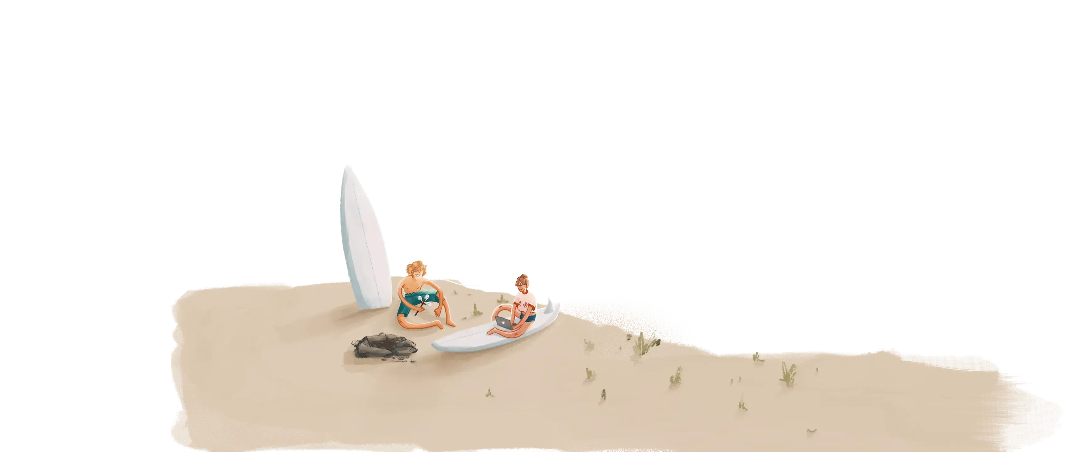 Surfers on the beach